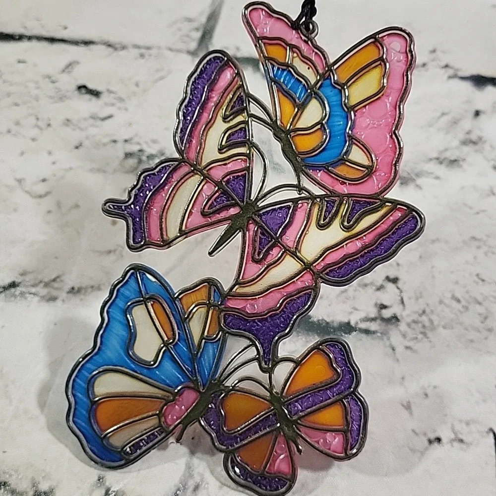 Vintage 70s Butterfly Window Hanger Suncatcher Plastic‎ Hippie Fairycore Decor